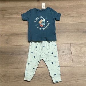 Old Navy Kids Rocket Pajama Set - Teal and Light Blue